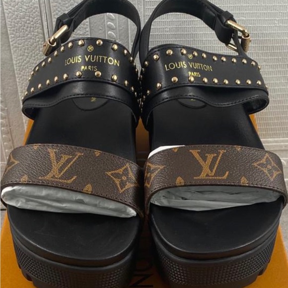 Louis Vuitton Shoes - Louis Vuitton Black and Brown Monogram Sandals